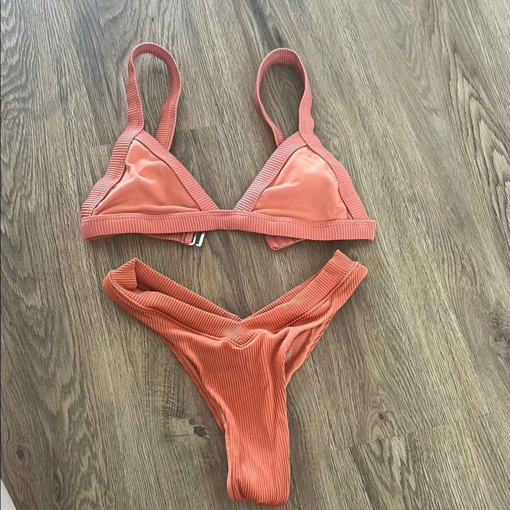 Vibrant Orange Bikini Set with Triangle Top
